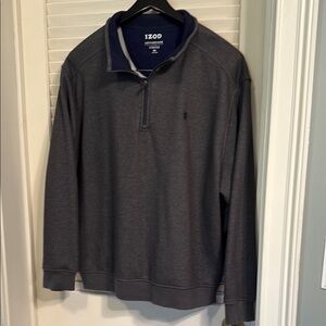 LN IZOD Men's Gray Sweater/ Pullover 3/4 Zip up size XXL
